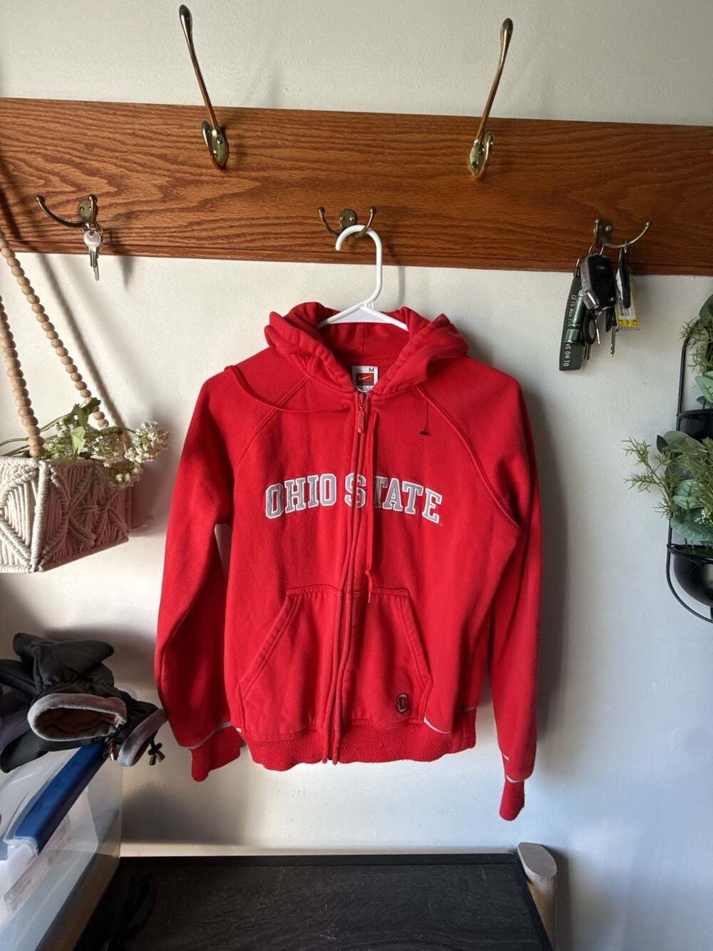 Vintage Nike Ohio State Buckeyes Zip Up Hoodie Size M Red